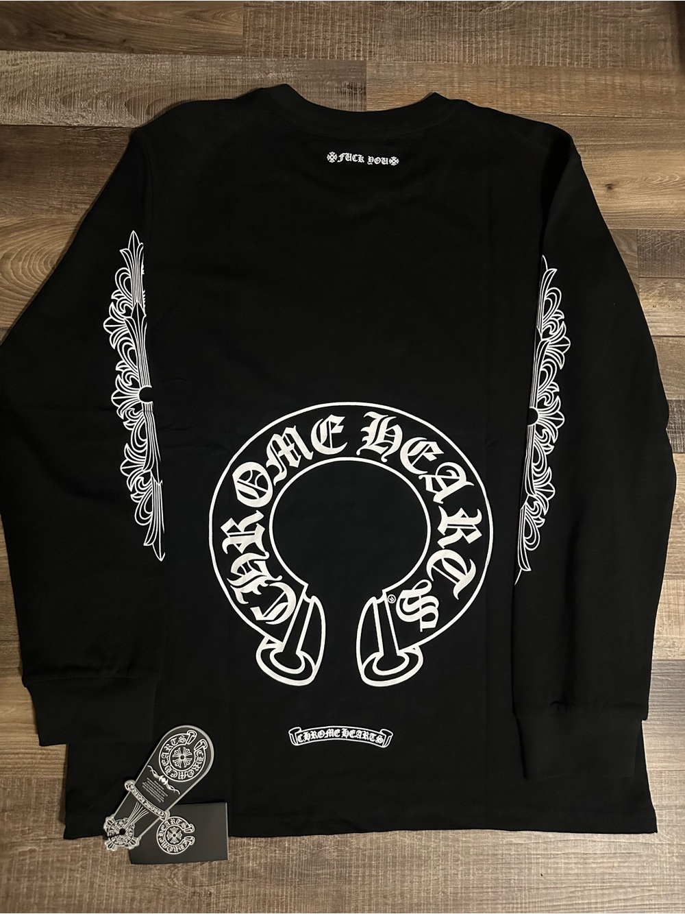 Chrome Hearts Black Long-Sleeve Graphic Logo Tee